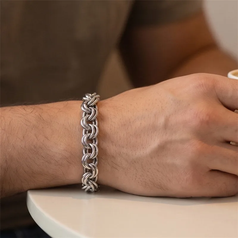 Never Fade and Waterproof Link Chain Bracelets for Men Motocycle Chain Stainless Steel Punk Rock Biker Jewelry Gifts