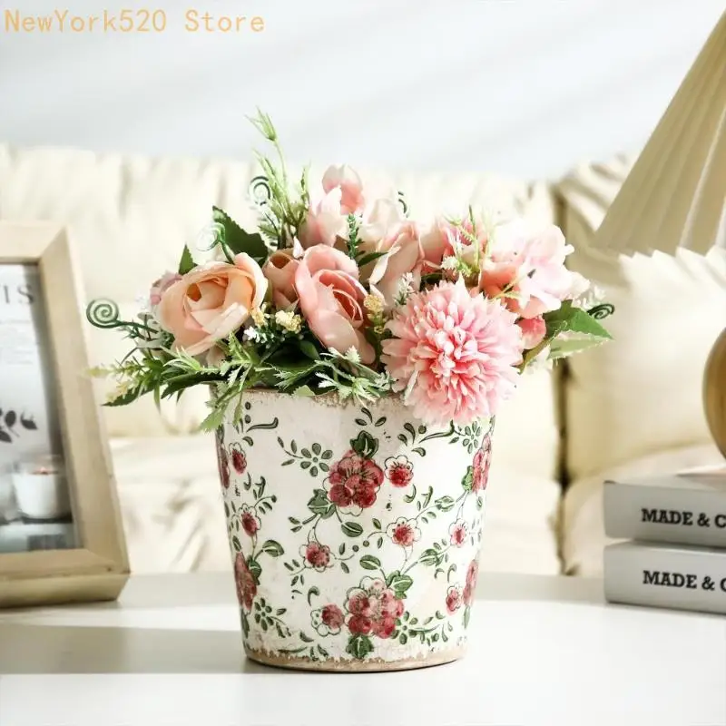 Retros Ceramic Planter Featuring Drainage Hole for Plant Health Indoor Outdoor Use N84C