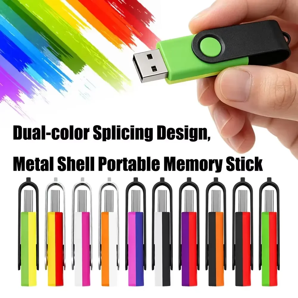 Dual Color Rotatable USB 2.0 Flash Drive 64GB 32GB Creative Pen Drive  8GB 16GB Pendrive High-speed Memory Stick Plug and Play