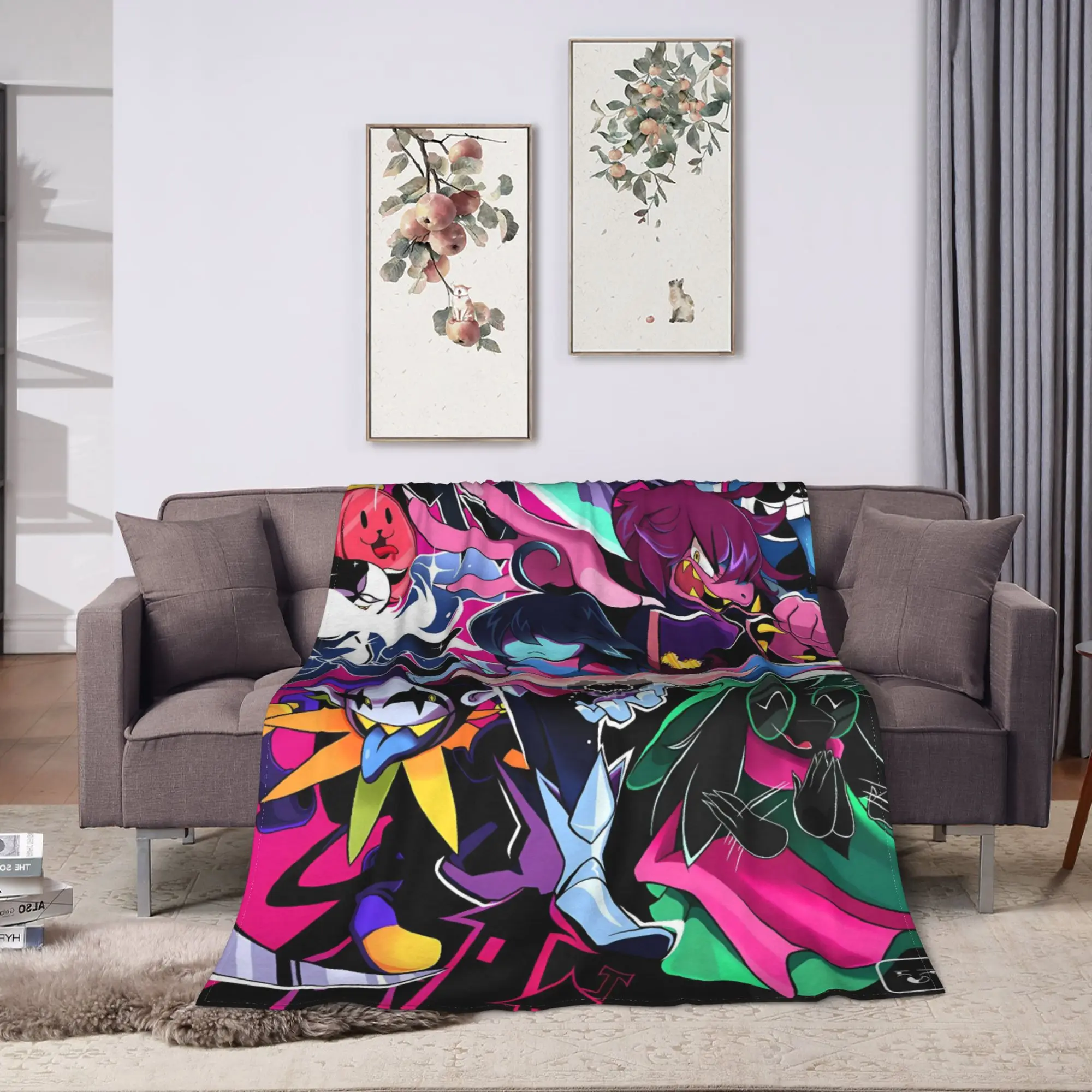 Super Warm Blanket spamton and tenna child of divorce Deltarune Game Throw Blanket  Flannel Bedspread For Outdoor Sofa Bed Cover