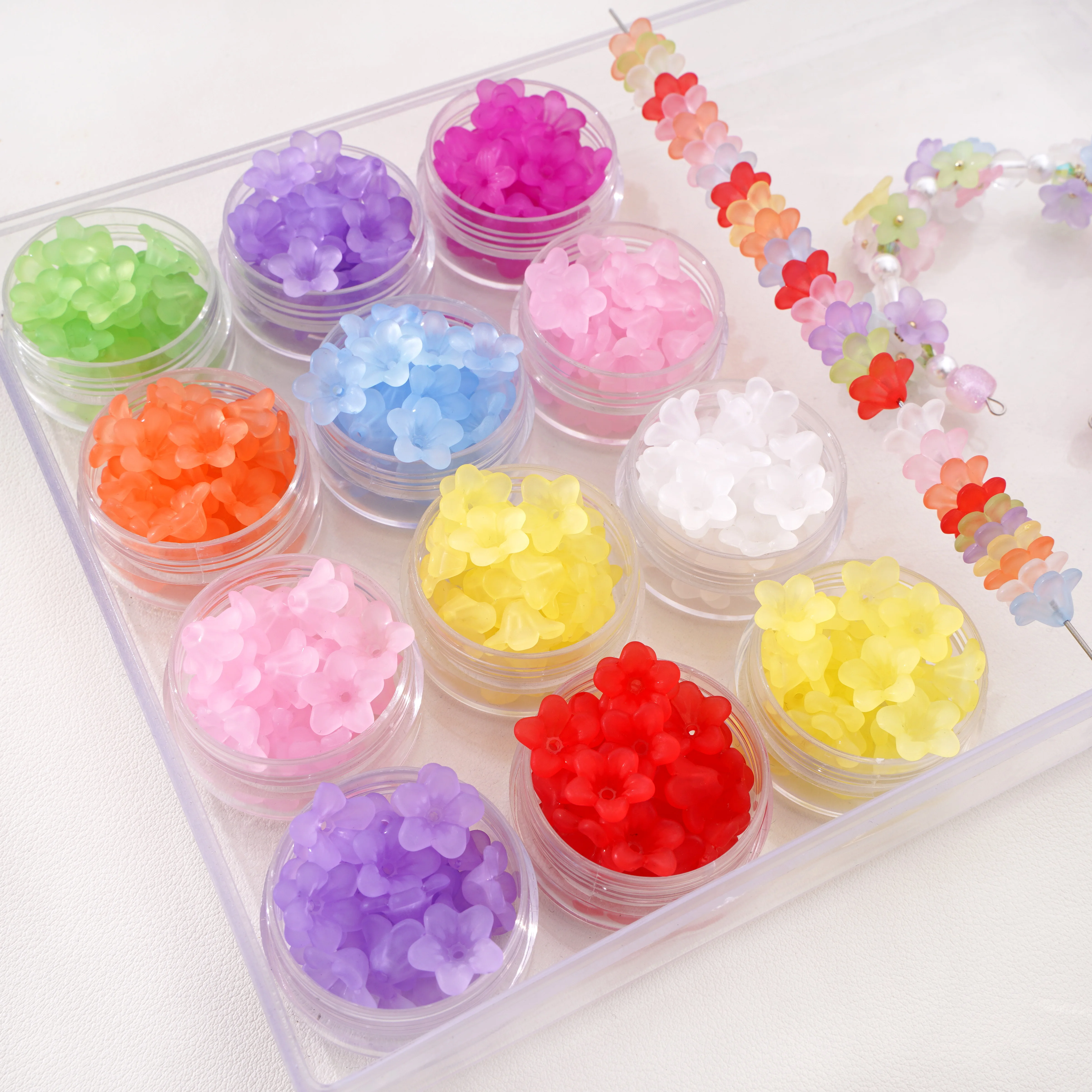 Acrylic Frosted Lily Flower Beads 10/30g Loose Spacer for DIY Jewelry Making Supplies Bracelet Necklace Earring Accessories