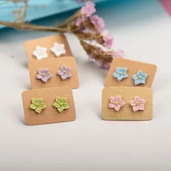 Cute Little Flowers Of Forest Elements Ceramic Earrings Exquisite Porcelain Accessories Wholesale #LY213