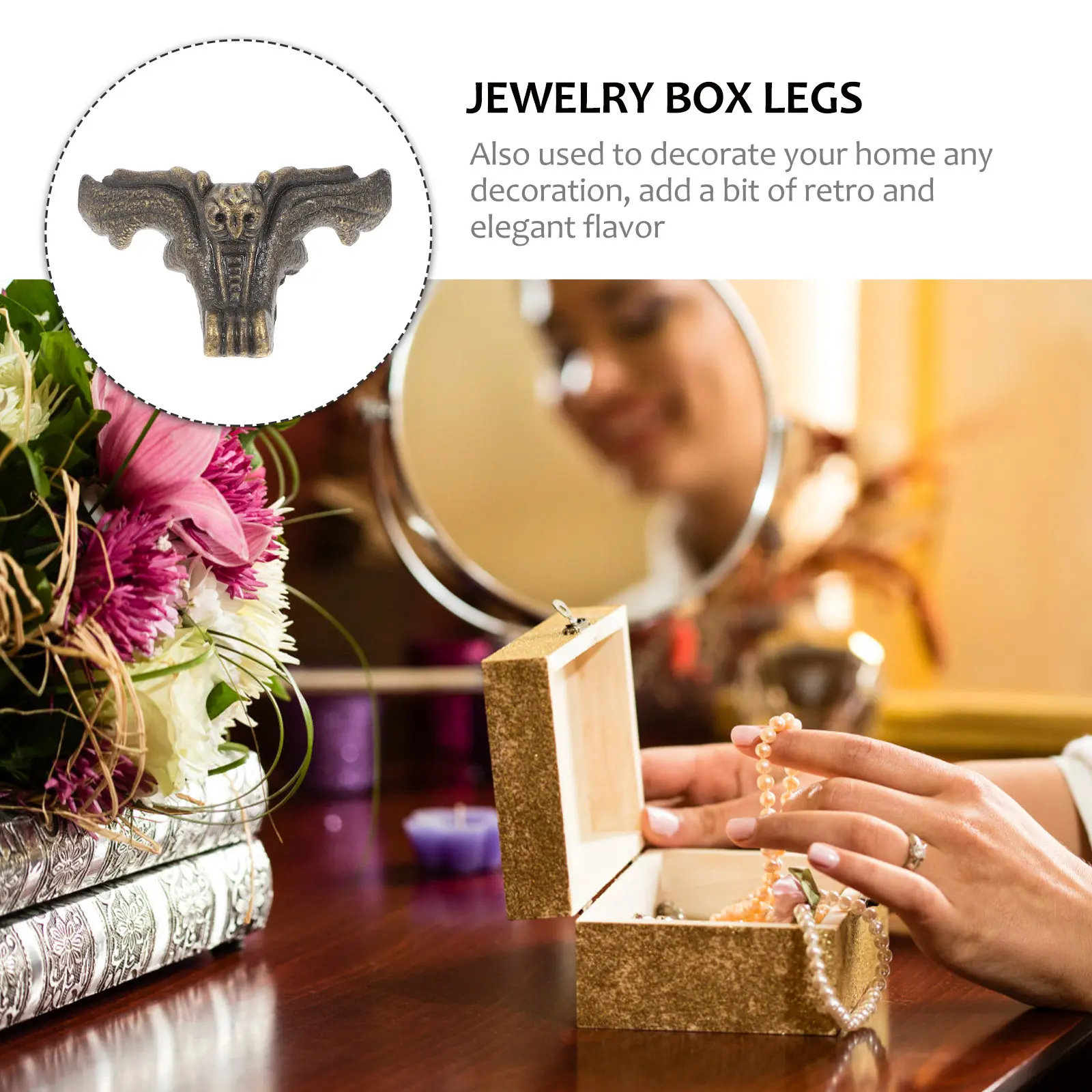 20Pcs Unique Retro Zinc Alloy Box Legs for Wooden Jewelry Boxes Wooden Crates Protection Decorative Furniture Bases Vintage