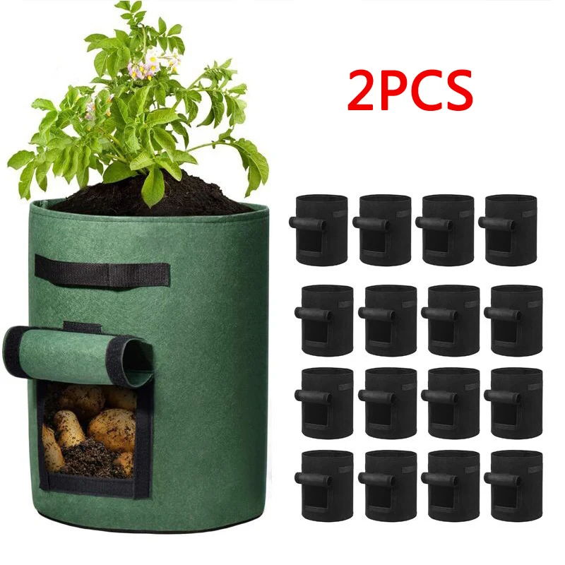 High Quality Non-woven Potato Planting Bag Felt Cloth Tomato Growing Bag 3/5/10 Gallons Plus Size Flowerpot Garden Props