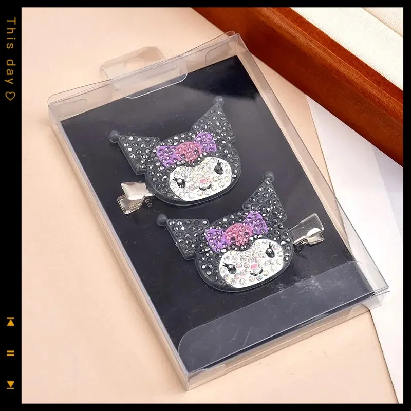

Kawaii Sanrio hair clip anime peripheral side kuromi diamond hello kitty my melody cute bangs broken headband clip for women