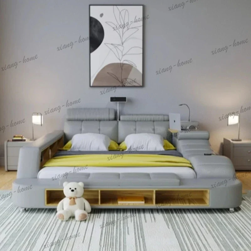 FG  Drawers Storage Space Double Bed Luxury Massager Frame King Size Cameras Double Bed Twin House Cama De Casal Bedroom Furnit