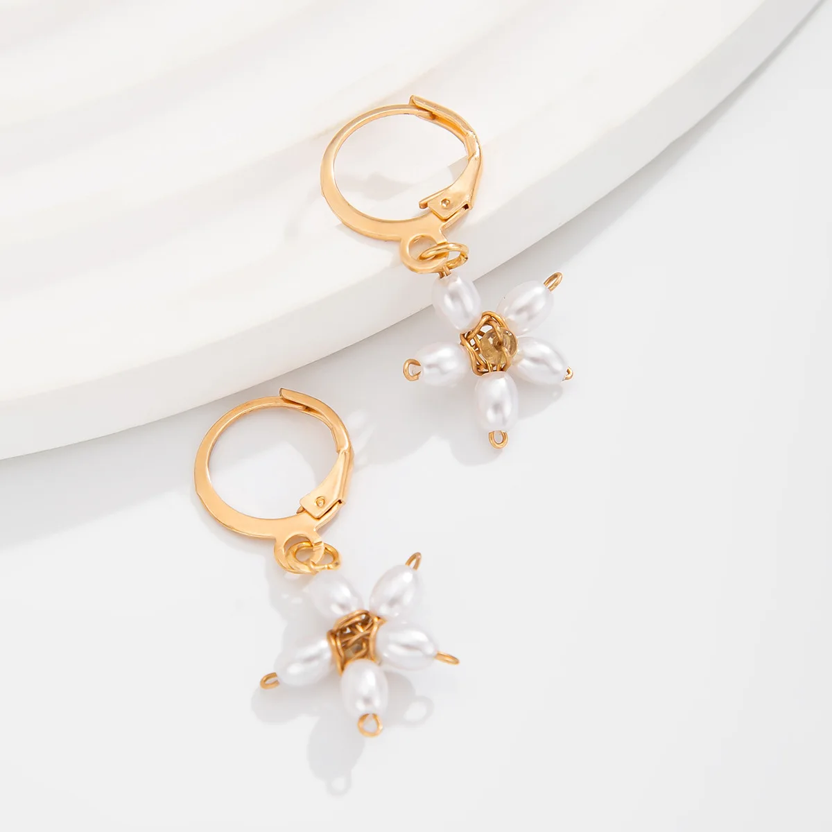 بوهو تقليد اللؤلؤ المنسوجة زهرة قلادة أقراط 2025 المرأة بسيطة الذهب اللون معدن الحلو فتاة موضة مجوهرات عيد ميلاد #6