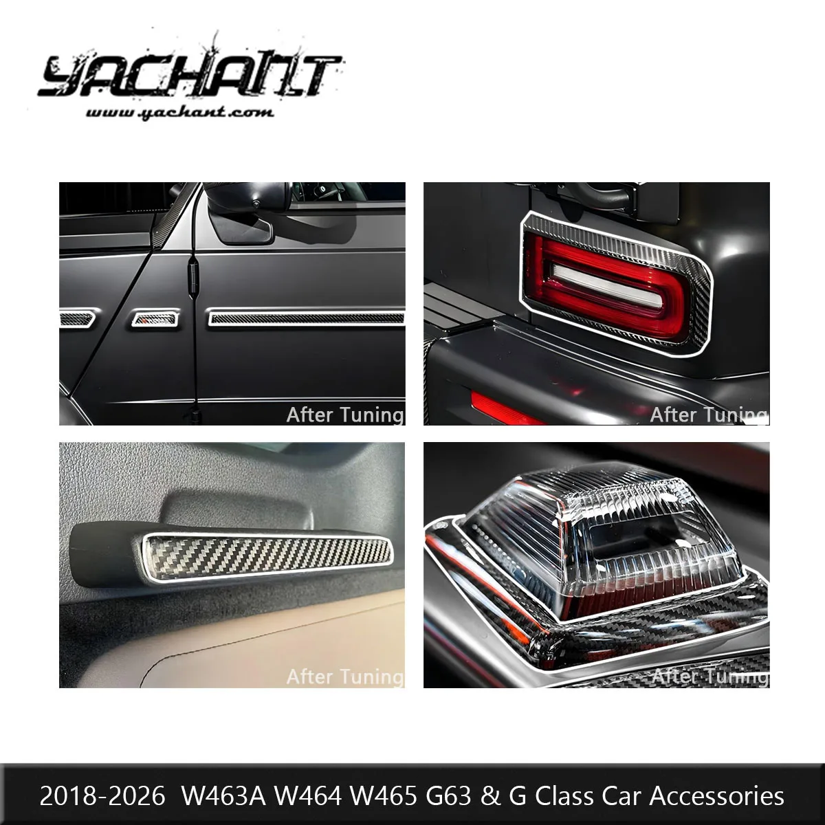 Dry Carbon Exterior Trim Cover Set Fit 2018-2026 G63 G Class W463A W464 W465 Turn Signal Rear Lamp Side Molding Hatch Handle