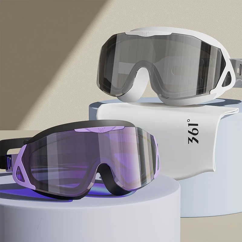 

HD широкий обзор, противотуманная защита от ультрафиолета, водонепроницаемые регулируемые силиконовые очки для плавания, кепка в большой оправе, профессиональные пляжные очки, очки