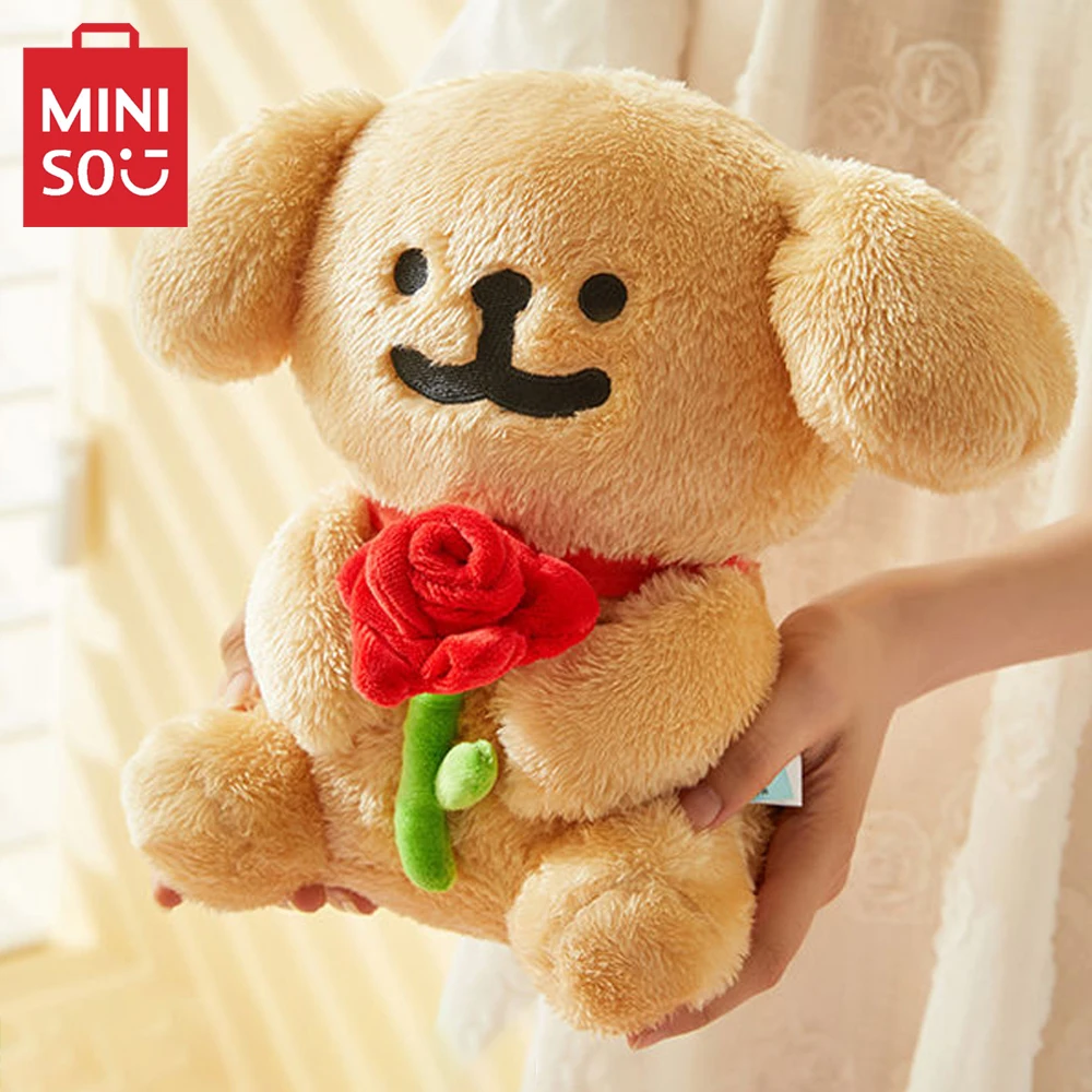 MINISO Sitting Posture Maltese Rose Series Stuffed Plush Doll Toys Anime Cartoon Cute Plushie Decoration Ornament Birthday Gift