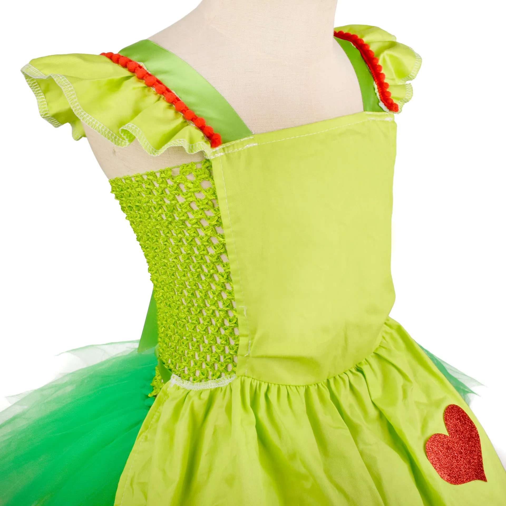 New Children\'s Christmas Green Hair Monster Grinch Christmas Dress Girls\' Christmas Dress Set Halloween Party Dress