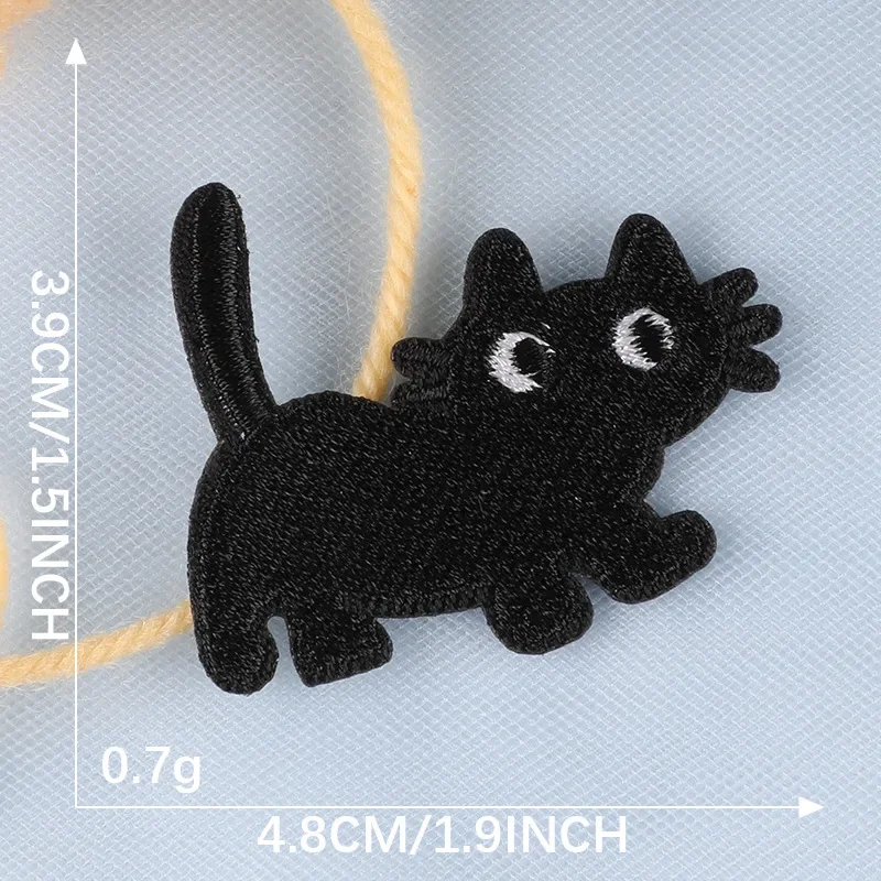 5pcs Cartoon Black Cat Badge Patches Kids Clothing Logo Decorative Patch Stickers DIY Embroidered Applications for Sewing