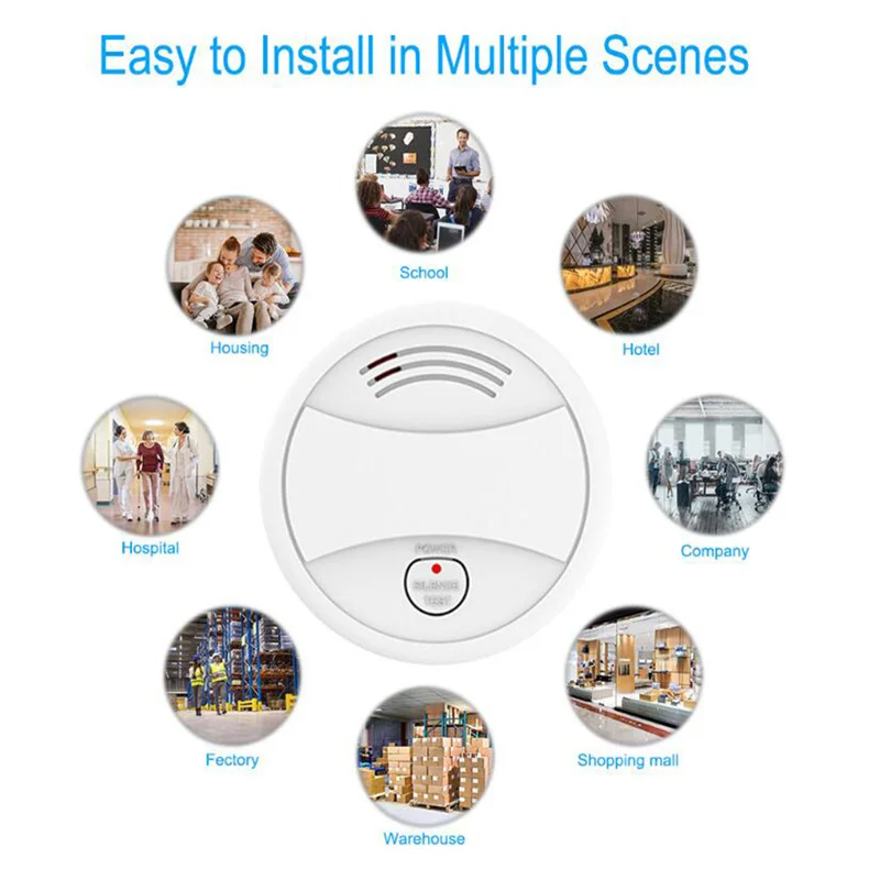 Smart WiFi Smoke Sensor Remote Control Tuya Intelligent Fire Alarm Detector High Decibel Power Warning