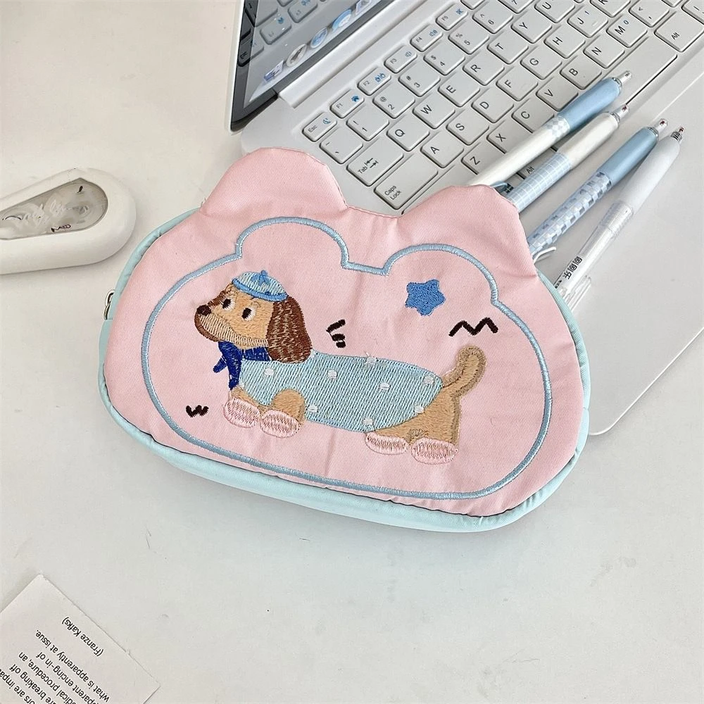 Sweet Puppy Mini Cosmetic Bag Soft Multifunctional Cartoon Pencil Case Candy Color Pouch for Make Up Kit Small Item Bag Travel
