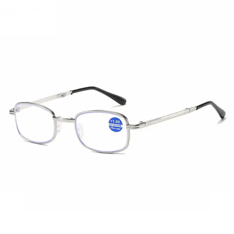 New Metal Frame Folding Reading Glasses For Men And Women Anti Blue Light Gold And Silver Full Frame PC Lens With Leather Case image 6
