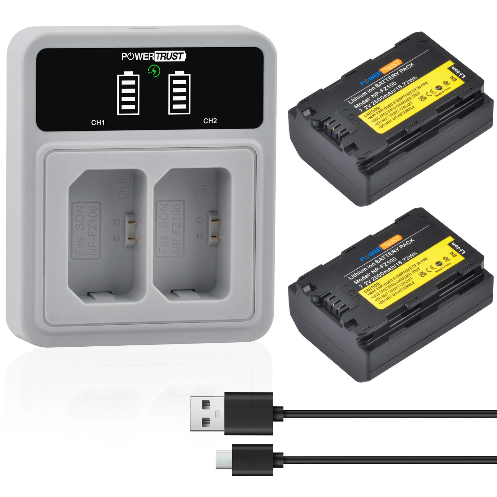 2600mAh NP FZ100 NP-FZ100 NPFZ100 Battery + LED Dual Charger for Sony BC-QZ1, a9, a7R III, a7 III, A6600, a7s3, fx30, a7m4