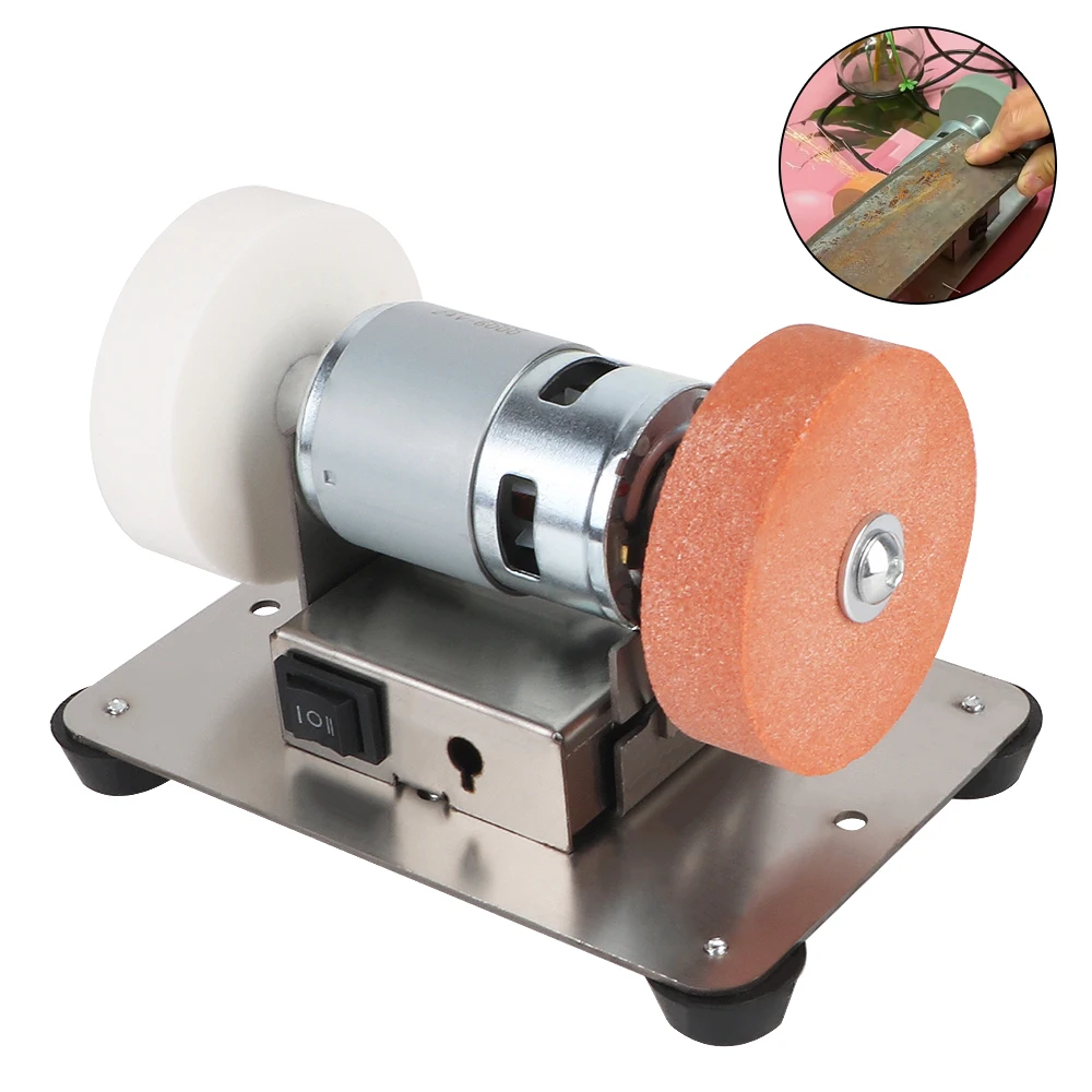 Grinder Motor Micro Grof en Fijn Polijsten Dubbele Grinder MachineArtifact Tafel Mini Elektrische Slijpschijf Grindig Steen