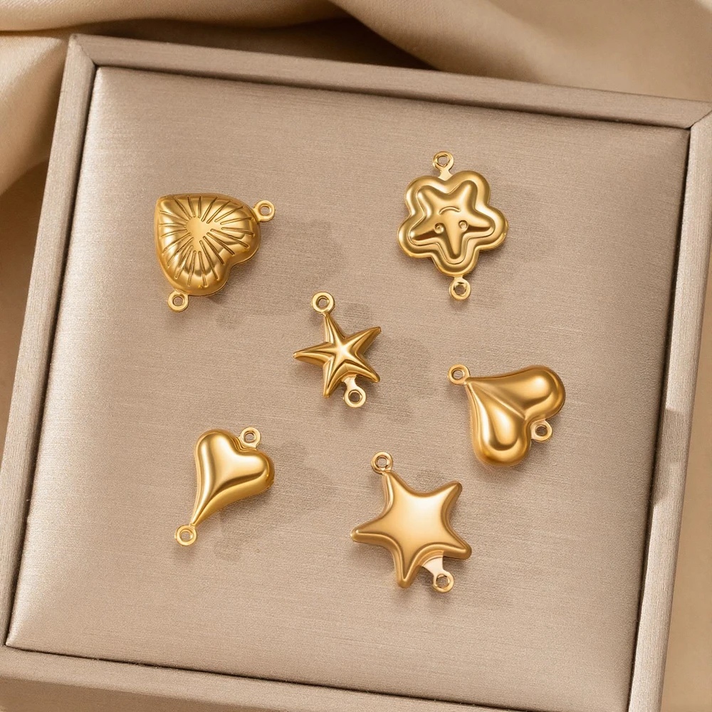 10 Stück Edelstahl Herz-Blumen-Verbinder Anhänger mit Doppelbohrung Sternverbinder für Ohrringe, Halsketten und Armbänder – Detail 5