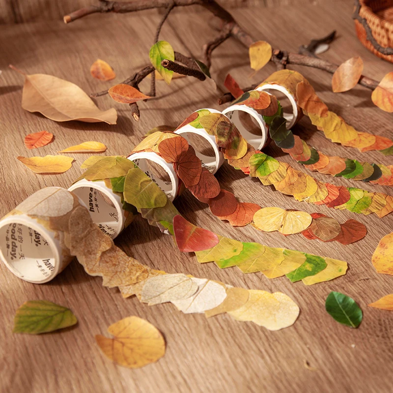 Yoofun 50 pcs/roll Fallen Leaves Decorative Adhesive Tape Masking Washi Tape Scrapbooking Sticker Label DIY Stationery