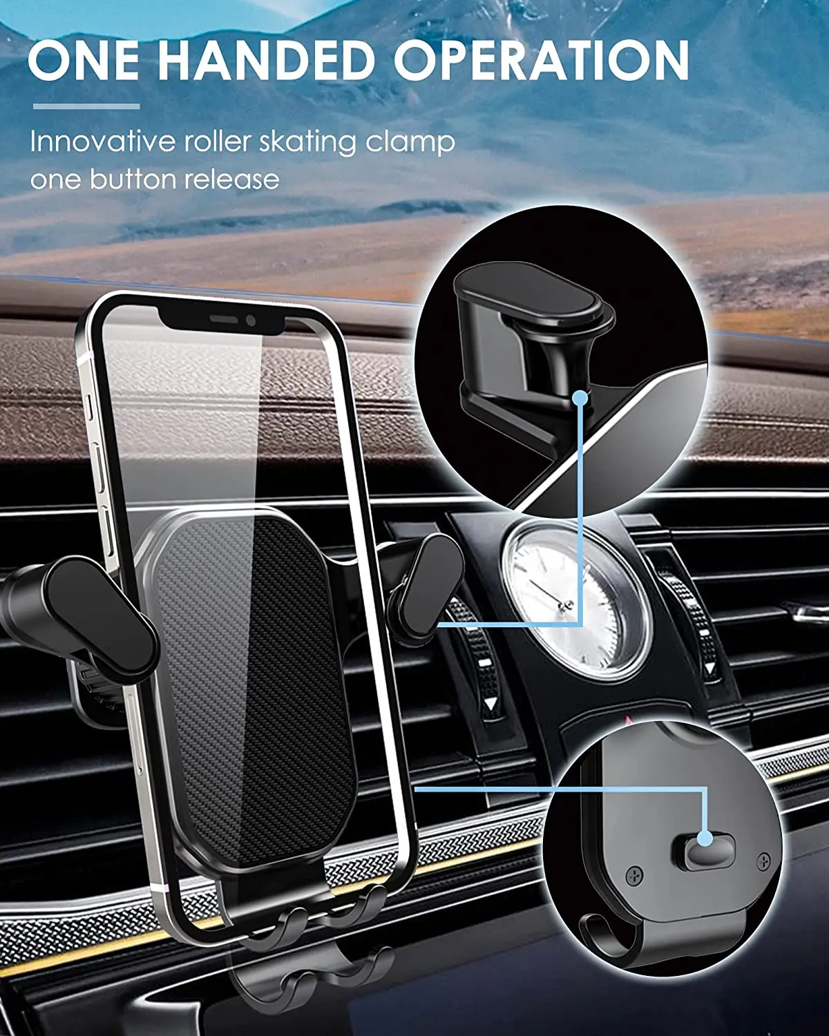 iBudim Gravity Car Phone Holder Car Air Vent Clip Mount Mobile Cell Stand Smartphone GPS Support For 4.7-6.7 Inch Mobile Devices