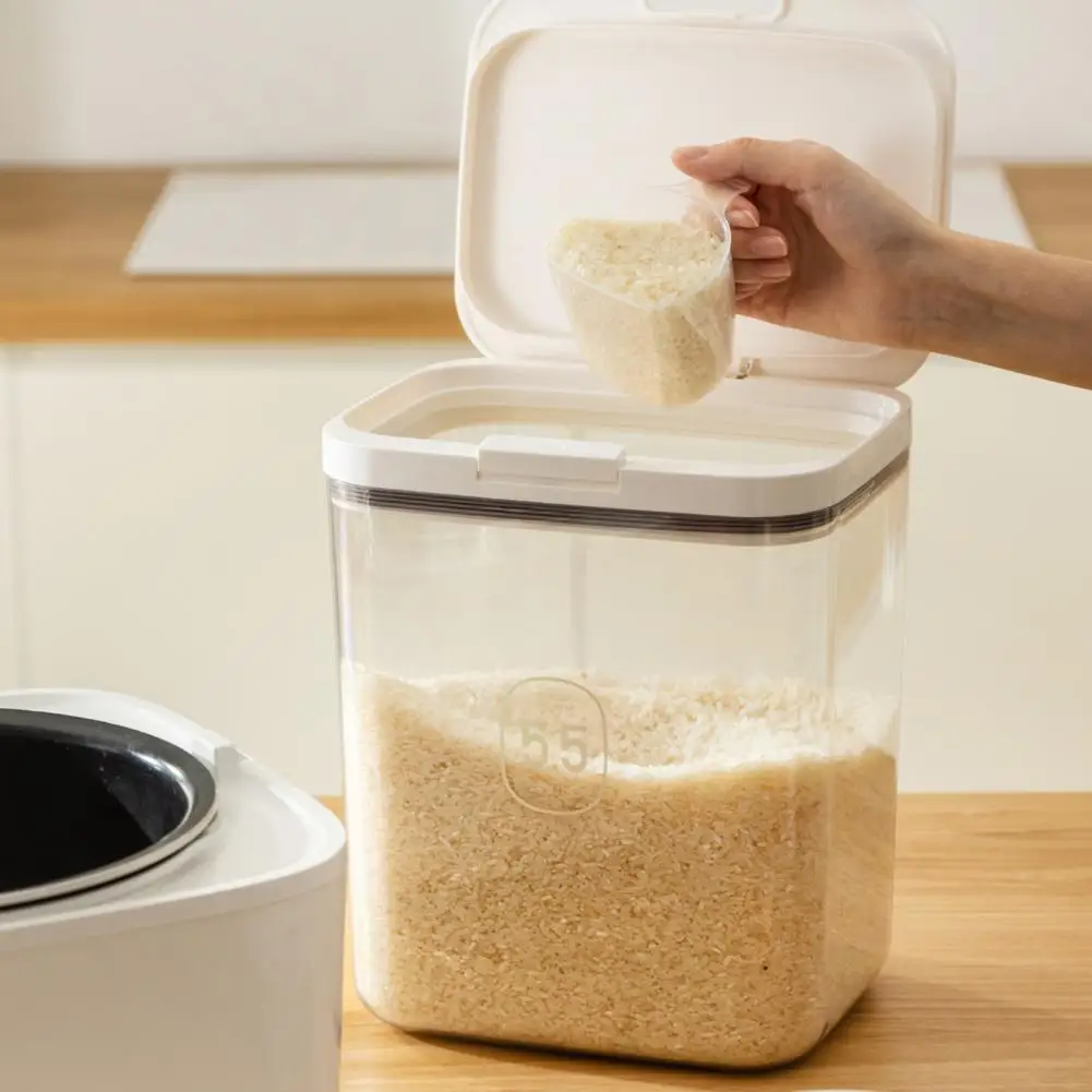 Multi-functional Storage Box 2.8l 4.5l 5.5l Rice Flour Container Set with Measuring Cup Airtight Food Storage Bins