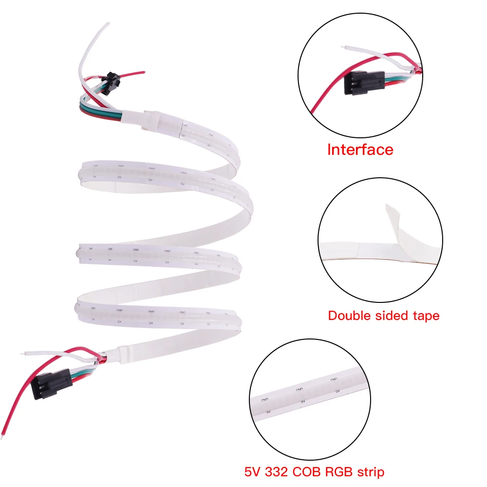 DC 5V USB Bluetooth APP SK6812 RGB COB Strip 332Leds/M TV lampa tło kolor marzeń elastyczna taśma wstążkowa lampa LED linka