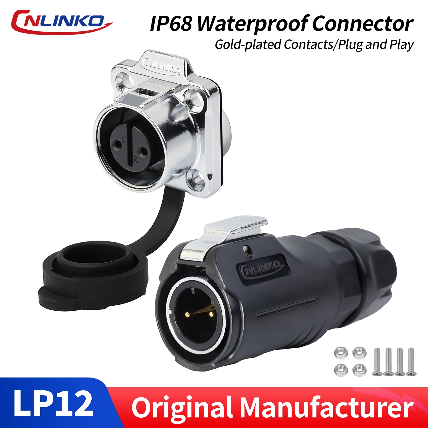 CNLINKO M12 2-Pin~8-Pin IP68 Wasserdichter Steckverbinder Runder Elektrischer Stecker Panelbuchse für LED-Bildschirm Industriemaschinen