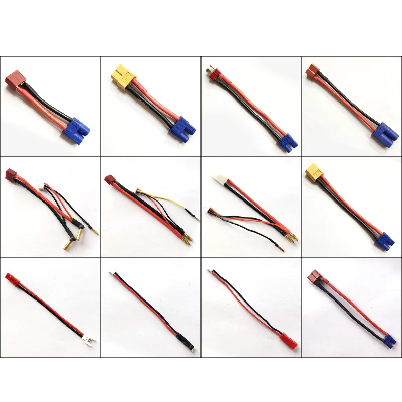 T Deans 4.0Mm 3.5MM XT60 EC5 EC3 JST SM Tamiya Plug Female Ke Male Adaptor Konektor 10 12 14 16Awg 10Cm untuk RC Lipo Baterai