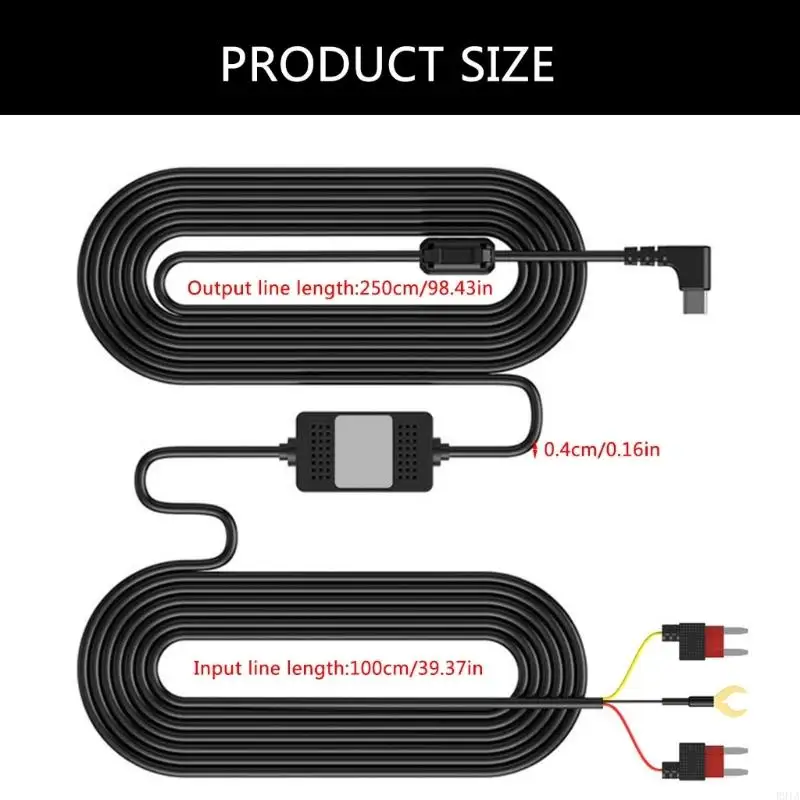 R91A DashCam Hardwire USB C طقم أسلاك صلبة USB C منفذ الطاقة لمدة 24 ساعة مراقبة وقوف السيارات آمنة ومستقرة إمدادات الطاقة