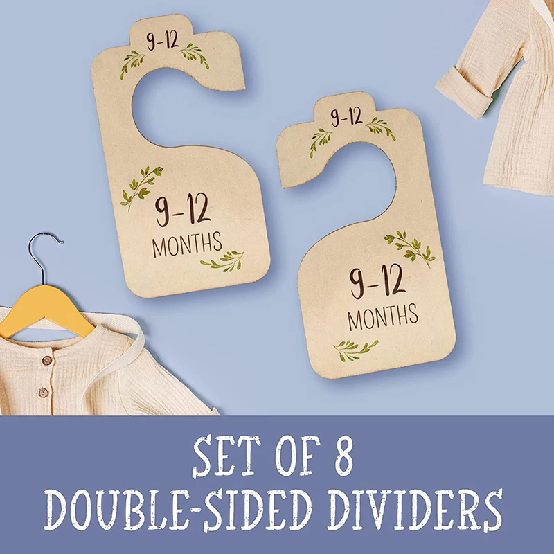 8pcs/set Storage Organizer Home Newborn To 24 Month Gift Baby Closet Divider Size Dividers Wood Card Clothes Hanger