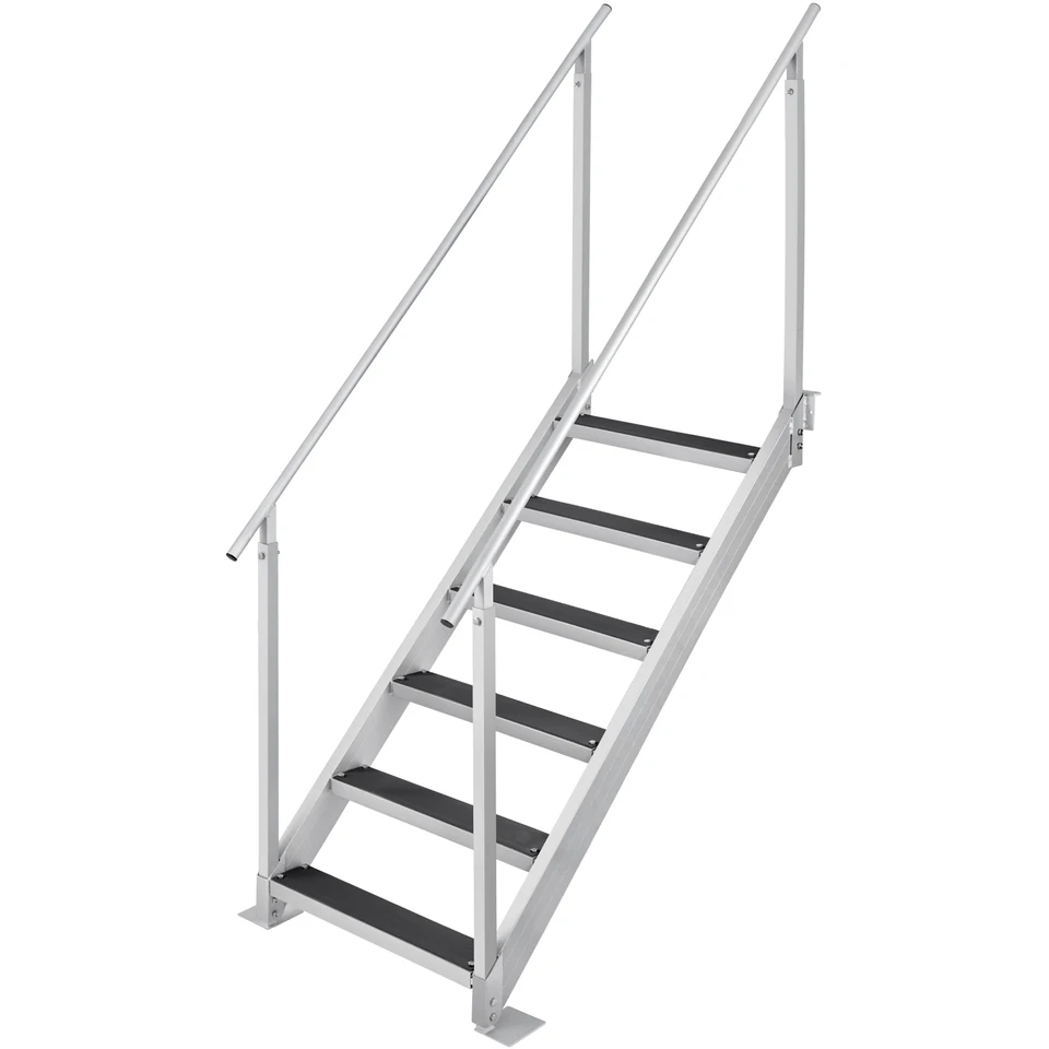 Adjustable Dock Ladder with Dual Handrails and Rubber Mat