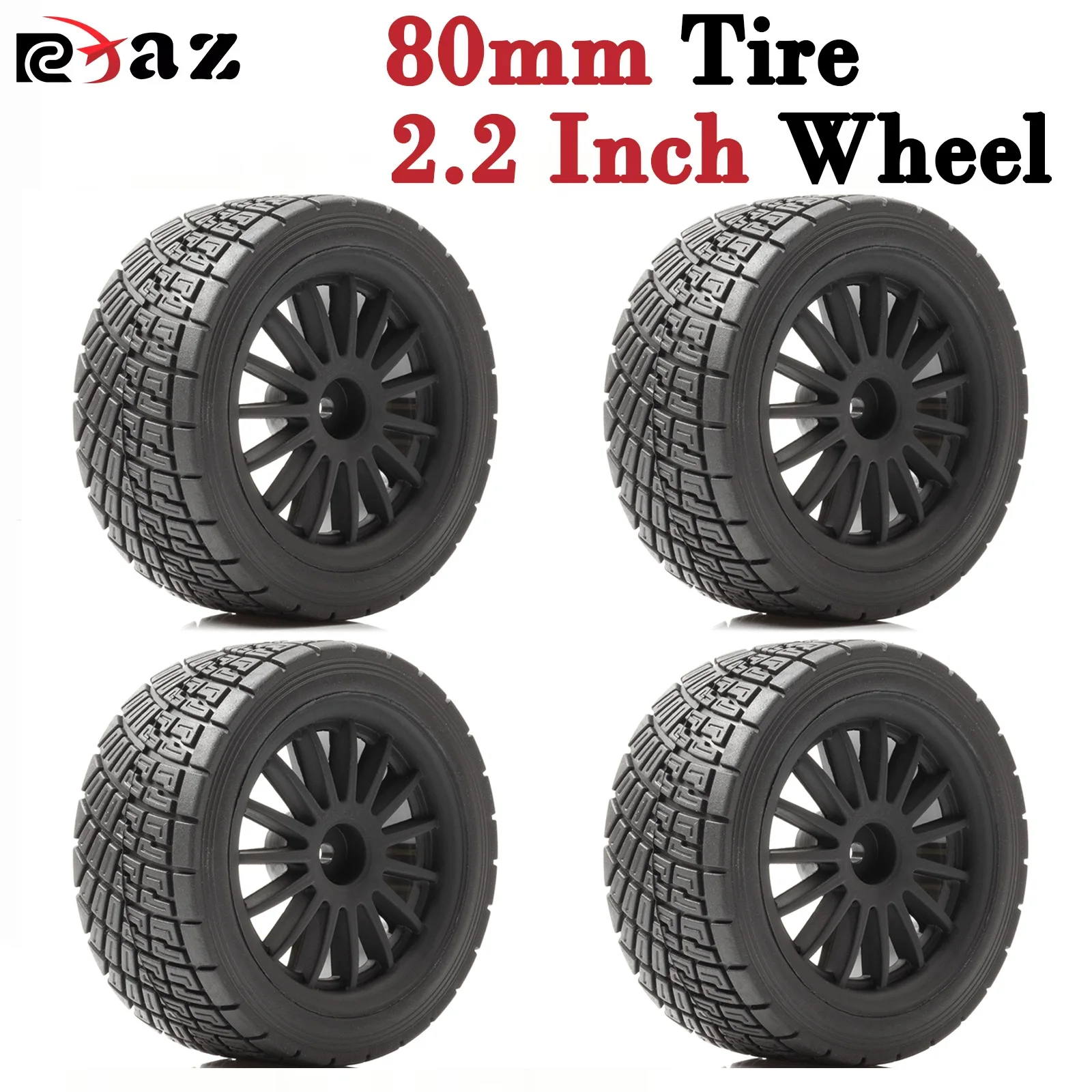 Juego de 4 Llantas de Goma de 80MM para Rally, Compatibles con HPI WR8 1/10 HSP 94177, para Autos RC Todoterreno