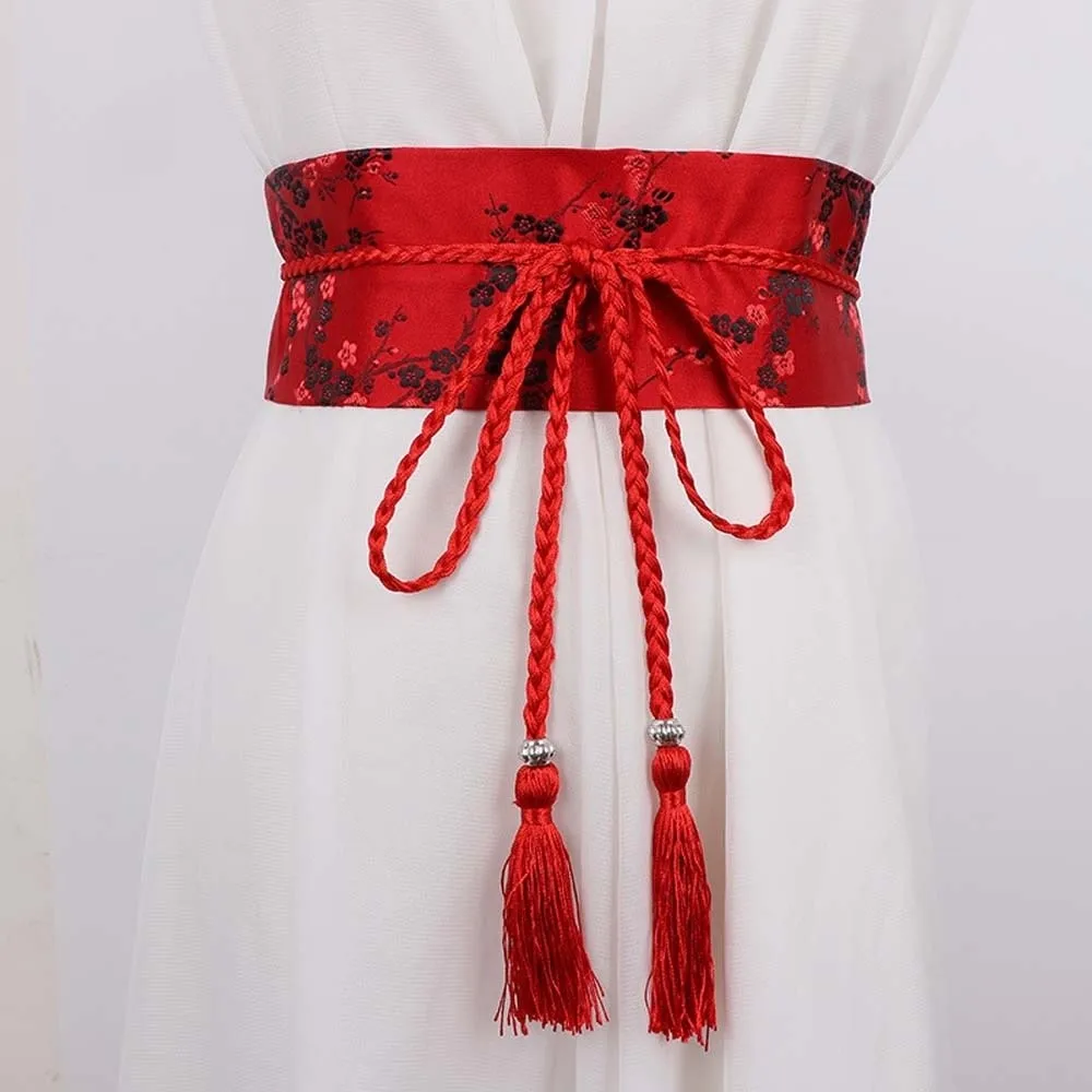 Wide Style Embroidery Corset Retro-pattern Soft Fabric Hanfu Waistband Embroidered Traditional Ethnic Girdle Teen Girl
