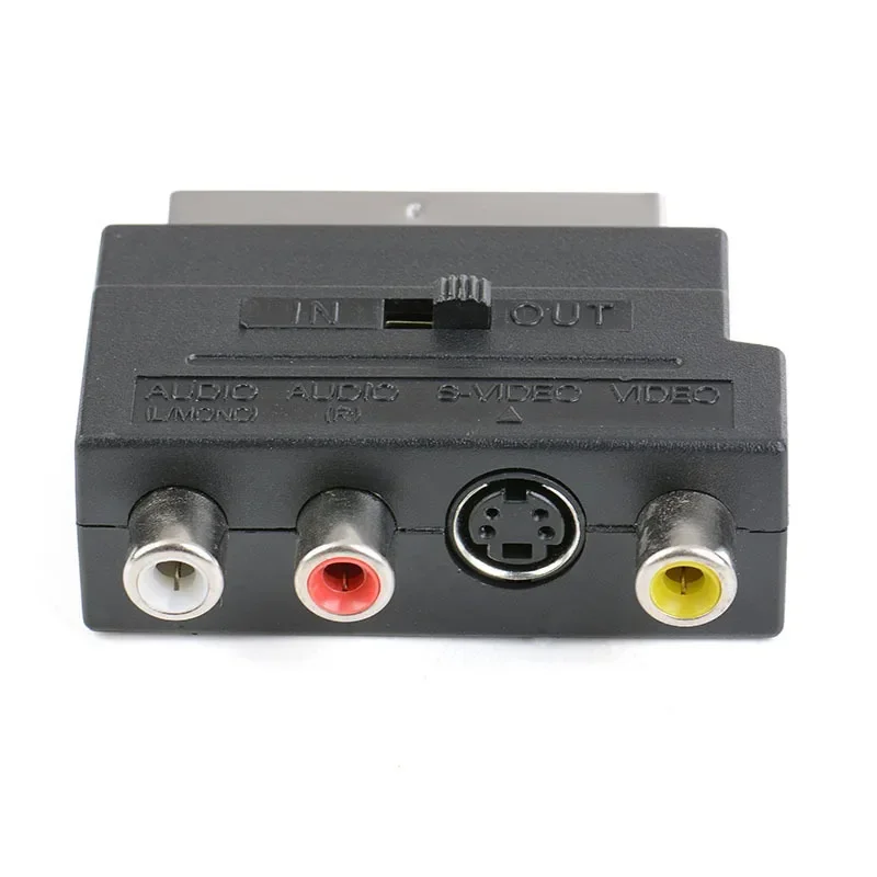 Adaptador de Audio RGB Scart a 3RCA s-video AV TV, grabadora de DVD y Video, proyector de televisión