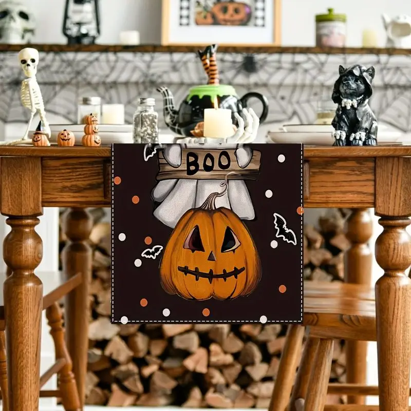 VIKAMA Halloween Boo Ghost Pumpkin Table Flag Holiday Table Decoration Home Halloween Party Desktop Decoration