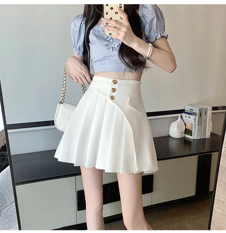 Black Pleat Skirts for Woman White High Waist Pleated Mini Clothes Short Kawaii Cute Women's Skirt Aesthetic Cheap Summer