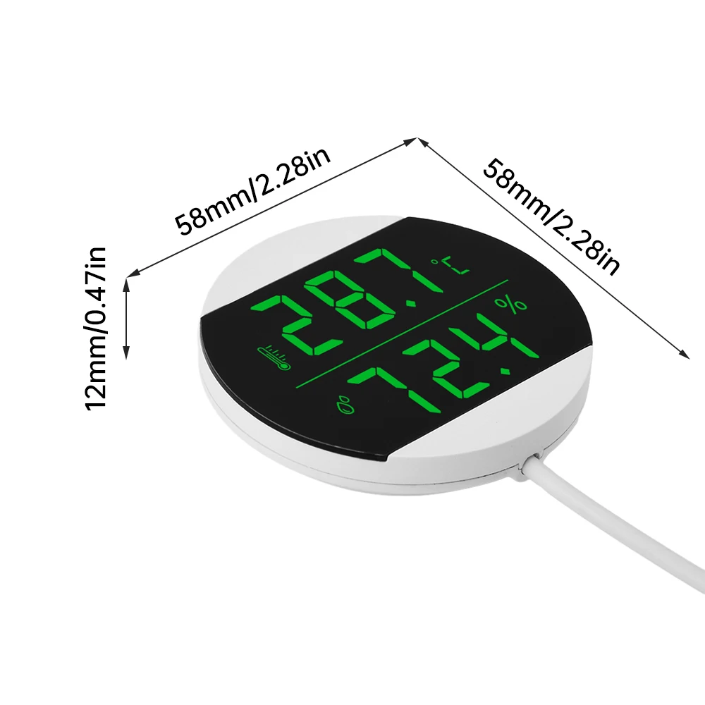 USB Rechargeable Electronic Temperature and Humidity Meter LCD Digital Fish Tank Mini Thermometers 0-60℃ 0%-99%RH