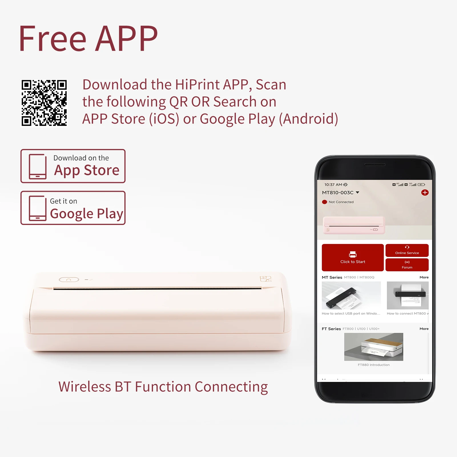 HPRT MT810 A4 Portable Paper Printer Thermal Printing Wireless Bluetooth Printer Compatible iOS Android Mobile A4 Printer