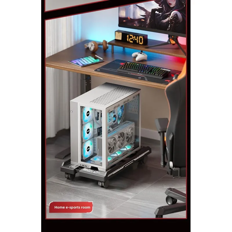 New CPU Stand Adjustable Bracket PC Holder Cart Mobile Computer Tower Stand with Rolling Caster Wheels Adjustable Desktop Stand