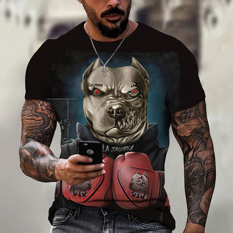 Pet Dog Boxing  Hot Sale 3D Printing T-Shirt Men Women Summer Fashion Cool Short Sleeve Harajuku Style Street Casual Streetwear