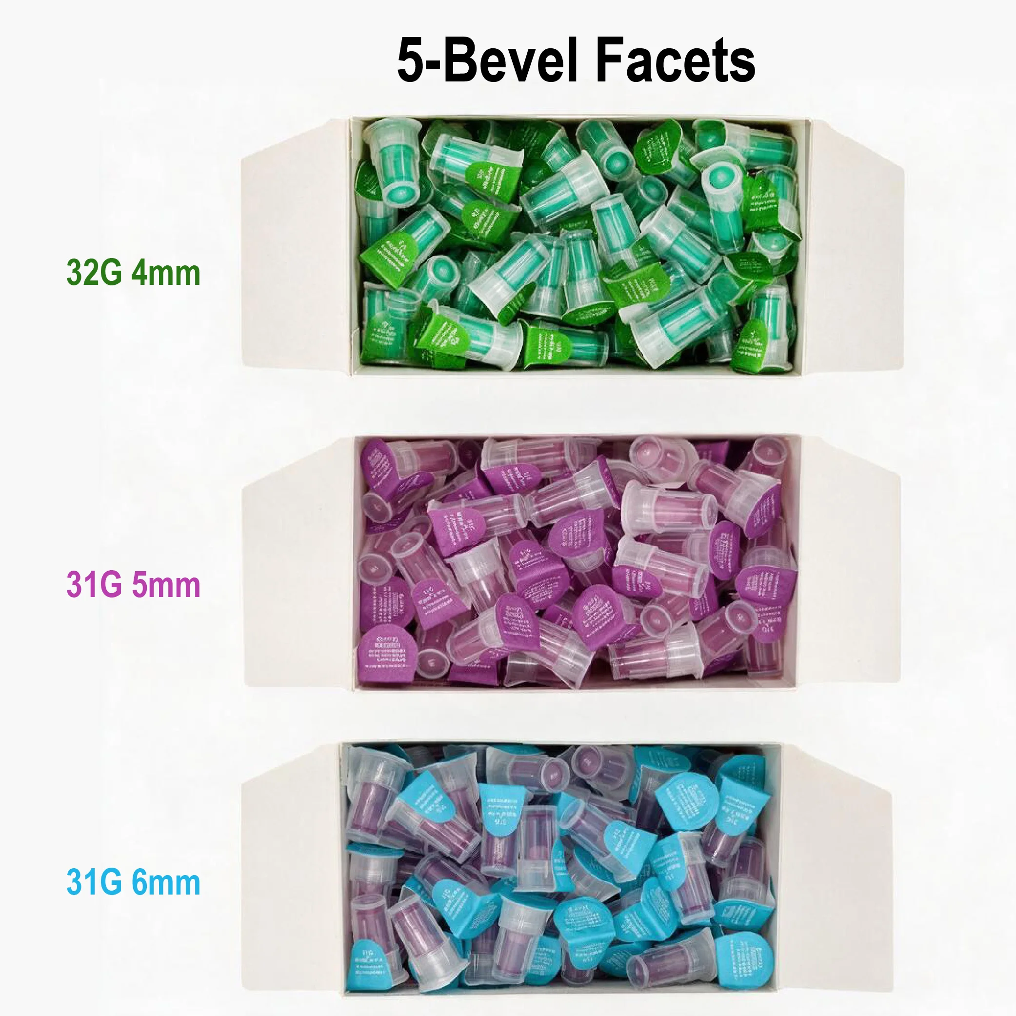 100pcs 31G 32G 5-bevel Facets Sterile Flat Seat Insulin Pen Needle Tip Low-pain Universal Fit for Peptide Injection Daily Beauty