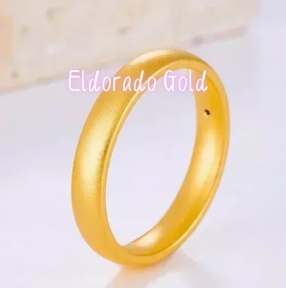 

Золотые кольца Eldorado Gold 24k из чистого золота, 3D-украшения из твердого золота 999 пробы, настоящие золотые кольца для пар, сатиновая поверхность, 3,3 мм.