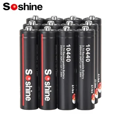 Soshine 350mAh 10440 Lithium Batteries 3.7V AAA 350mAh Li-ion Rechargeable Battery 10440 Battery for Recorder Game Console Toy