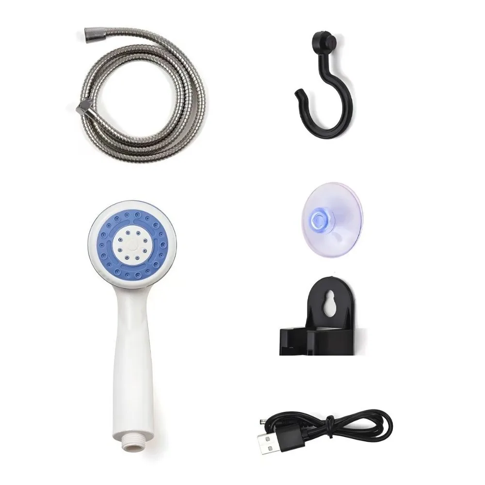 High Power Portable Camping Shower with Camping Light Rechargeable Outdoor Shower Set Lightweight Shower Pump
