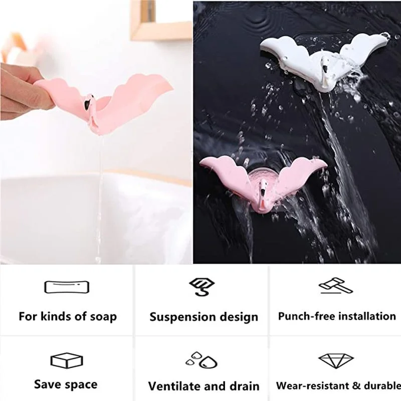 Soap Dish Keep Soap Dry Cleaning Shower Soap Protection Tray Plastic Adhesive Drain Sponge Rack Bathroom Tools