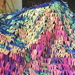50x130cm Long Spike Sequins Silver Embroidery Mesh Fabric for Costume Dress DIY Silver Iridescent Sword Shape Sequin Material