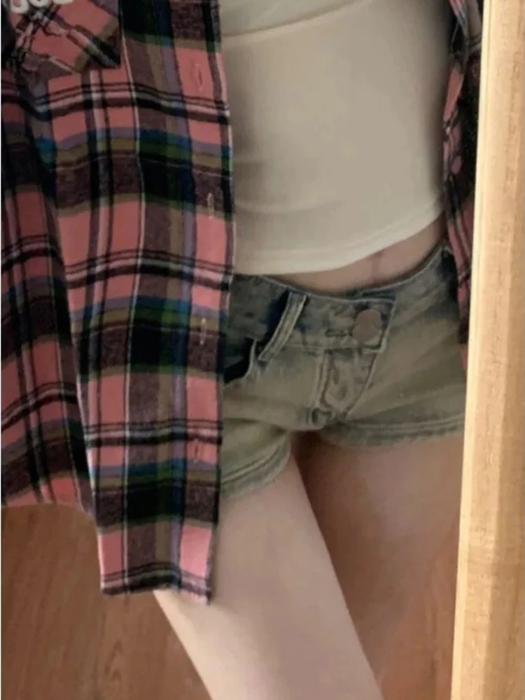 Pantaloncini aderenti Donna Retro Denim Y2k Sexy Hotsweet Street Style Estate All-match Night Club Tasche estetiche vintage Harajuku