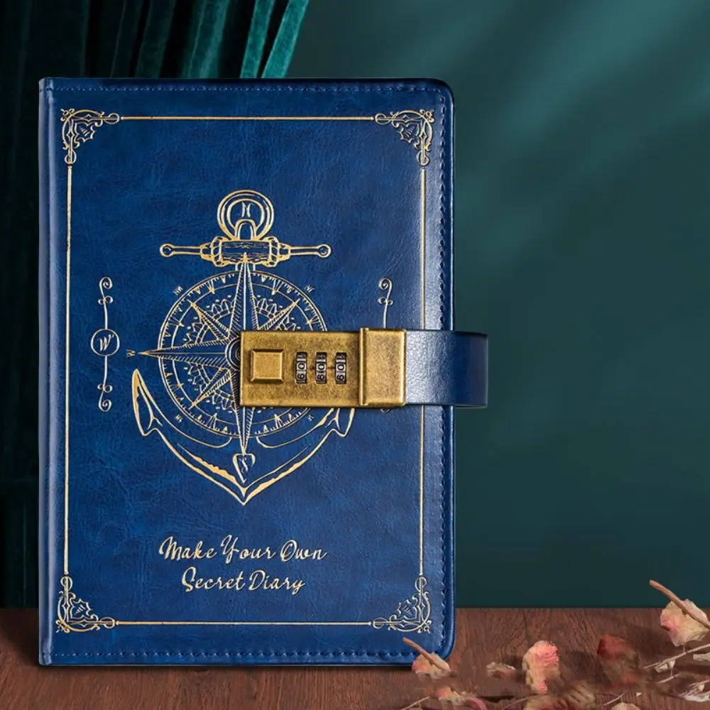 Stationery Password Notebook Protecting Secrets Retro A5 Notebook with Lock Stain Resistant Diary Book Travelers Journal