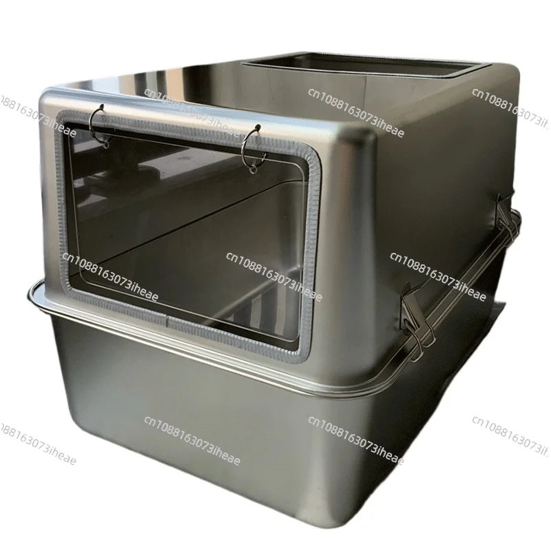 All stainless steel closed cat litter box, oversized anti-splash cat toilet, deodorant ejection
