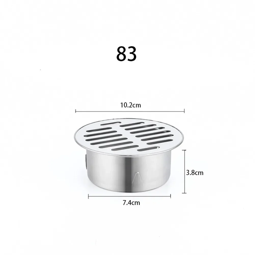 Stainless Steel Bathroom Drain Cover Hair Catcher Balcony Drainage Roof Round Floor Drain Cover Rain Pipe Cap Stopper Plug